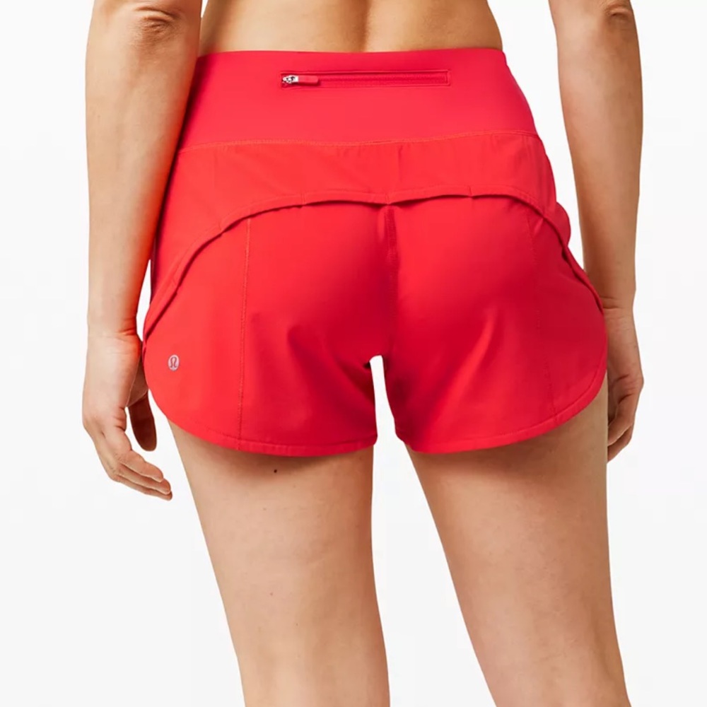 Lulu Lemon Speed Up Mid-Rise Lined Short 4" Red